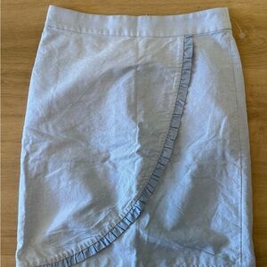 J. Crew Light Blue Pencil Skirt with Ruffle